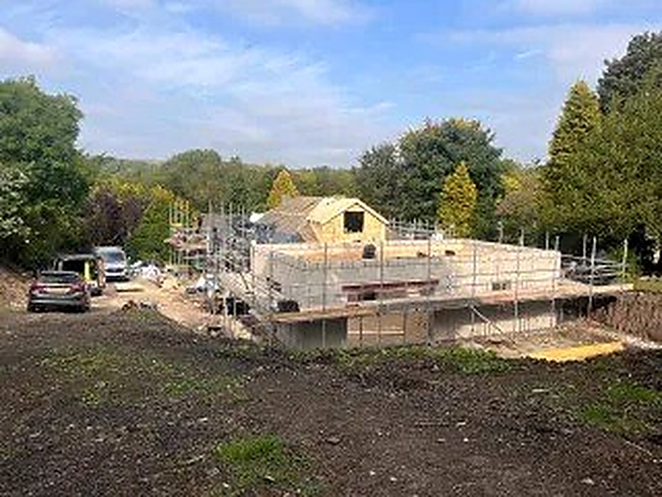 Blockwork and scaffolding mid-construction on a project-managed build in Chesterfield
