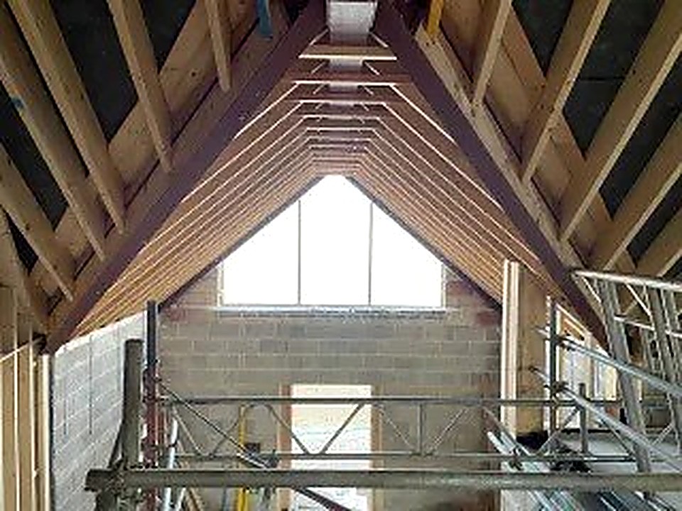 Vaulted timber gable roof structure during construction in Derbyshire